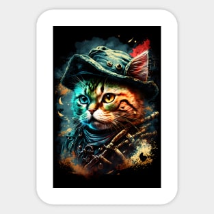 Pirate Cat Painting Sticker